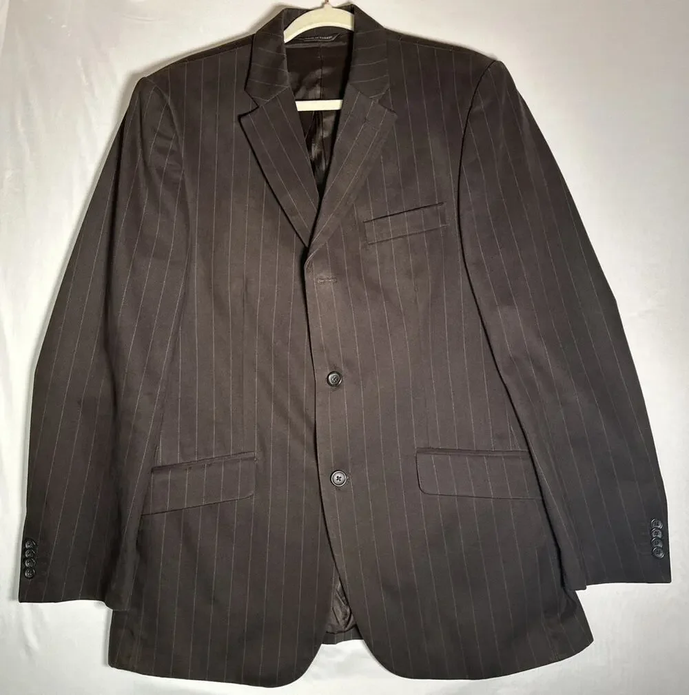 Banana Republic Men’s Blazer Suit Jacket Coat Grey Striped 99% Cotton Sz 42R